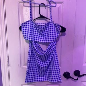 She in two piece set blue checkered